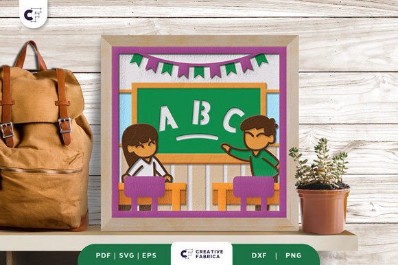 Kids Learning Alphabet 3D Shadow Box SVG