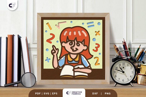 Kids Learning Math 3D Layered Paper Cut