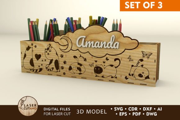 Pencil Box Bundle and Laser Cut Pencil Holder Designs for Back to School